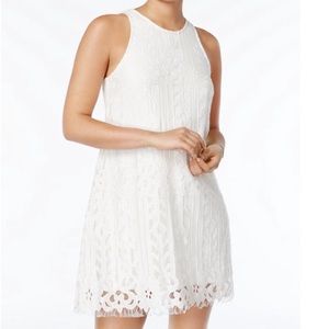 Speechless white shift dress with lace beautiful overlay & keyhole back